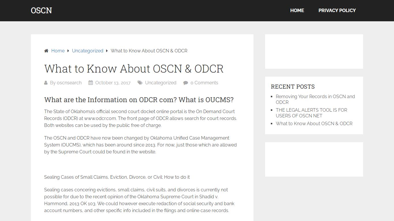 What to Know About OSCN & ODCR