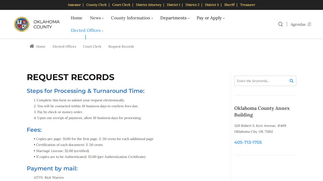 Request Online Records - Oklahoma County